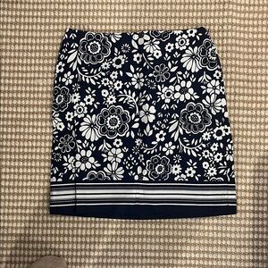 Talbots Floral Pencil Skirt in Navy and White